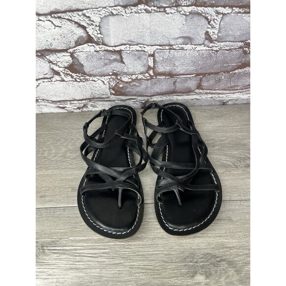 Bernardo Black Leather Gladiator Strappy Thong Sandals Women Sz 7.5M US/38EU - Picture 2 of 16